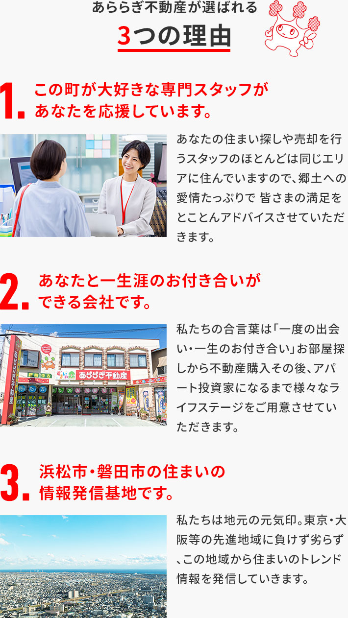 あららぎ不動産が選ばれる3つの理由