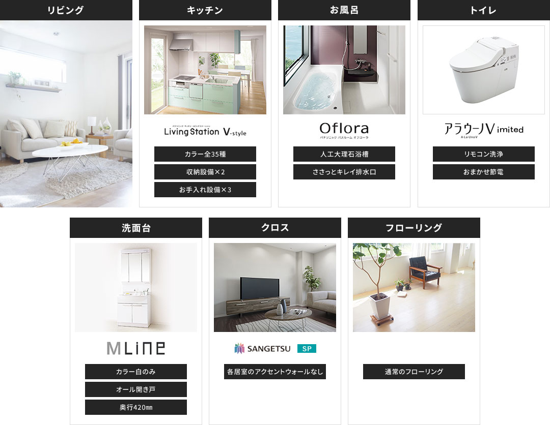 リビング キッチン お風呂 トイレ 洗面台 クロス フローリング